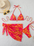 Maillot de bain femme avec paréo, imprimé hibiscus, parfait pour un style bohème