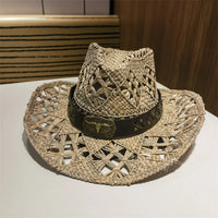 Chapeau de soleil en paille style cow-boy