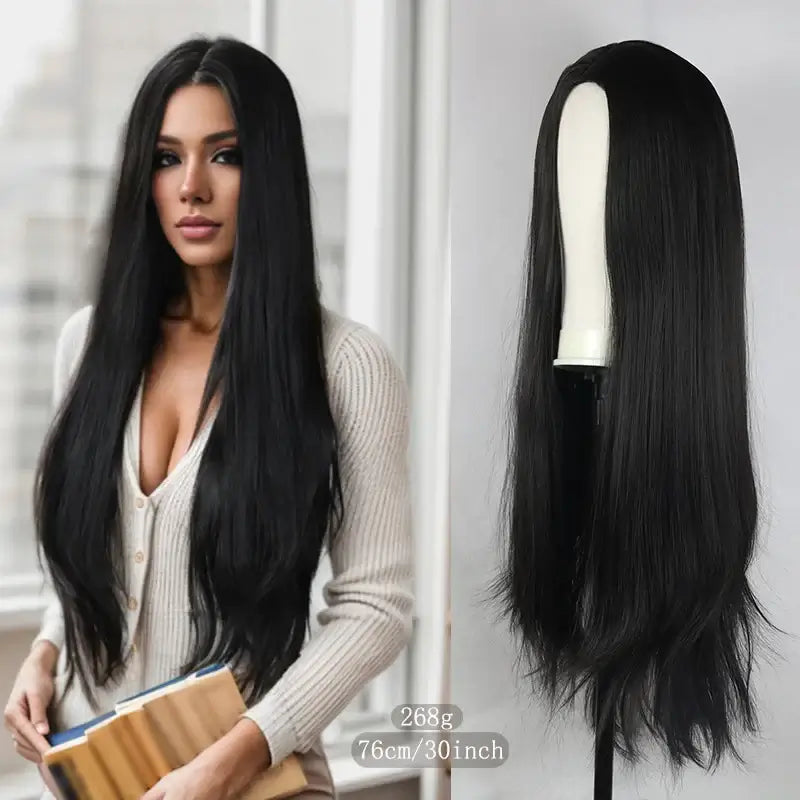 Perruque Synthétique Longue Élégante pour Femme