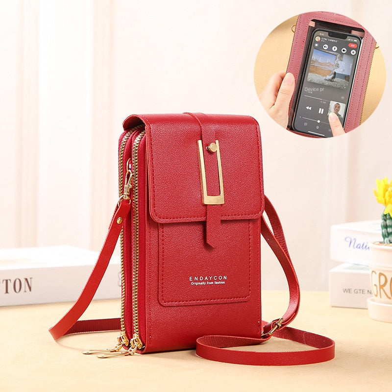 Practical faux leather crossbody bag
