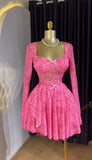Robe de Soirée Mini Imprimée avec Nœud Élégant