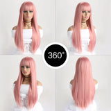 Perruque Synthétique Longue et Lisse Colorée