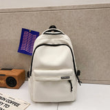 Black Large Capacity Nylon Backpack Simple Style for High School and College