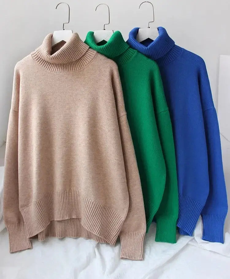 Pullover taille large col montant femme