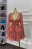 Robe Élégante à Imprimé Floral avec Col V