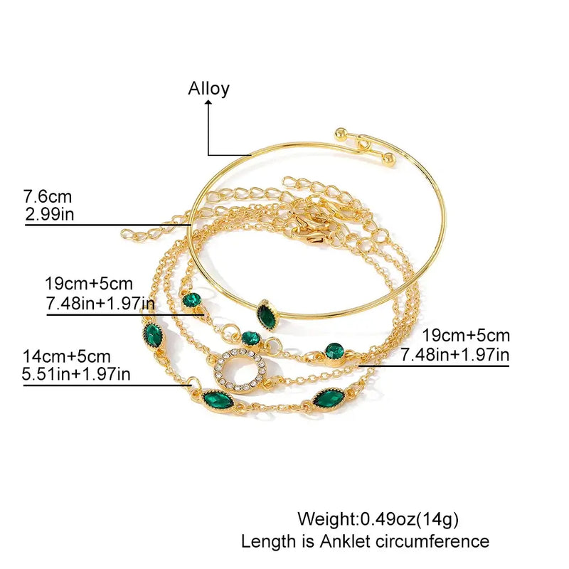 Lot de Bracelets avec pierres en cristal vert