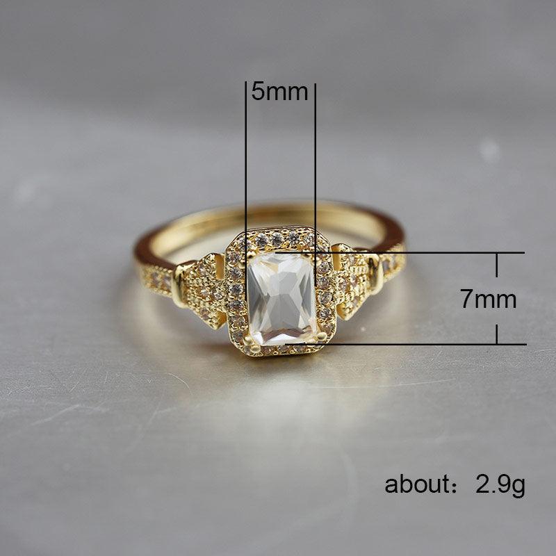 Bague de fiançailles incrustée d'une pierre en cristal synthétique - EMAKUJITIA