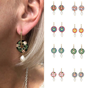 Boucles d'oreilles bohèmes serties de perle style vintage - EMAKUJITIA