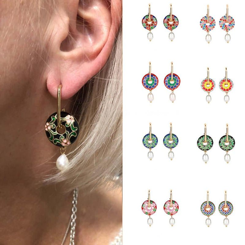 Boucles d'oreilles bohèmes serties de perle style vintage - EMAKUJITIA