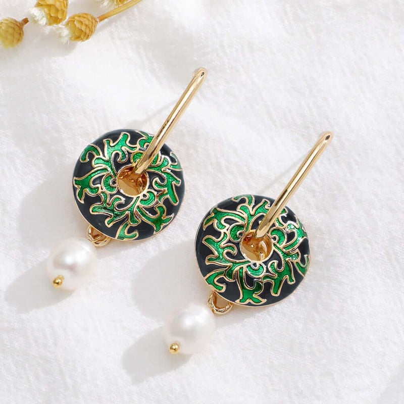 Boucles d'oreilles bohèmes serties de perle style vintage - EMAKUJITIA