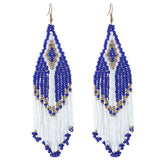 Boucles d'oreilles bohémiennes serties longues perles - EMAKUJITIA