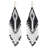 Boucles d'oreilles bohémiennes serties longues perles - EMAKUJITIA