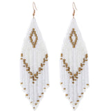 Boucles d'oreilles bohémiennes serties longues perles - EMAKUJITIA