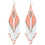 Boucles d'oreilles bohémiennes serties longues perles - EMAKUJITIA