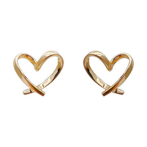 Boucles d'oreilles clous dorés en forme de cœur - EMAKUJITIA