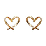 Boucles d'oreilles clous dorés en forme de cœur - EMAKUJITIA