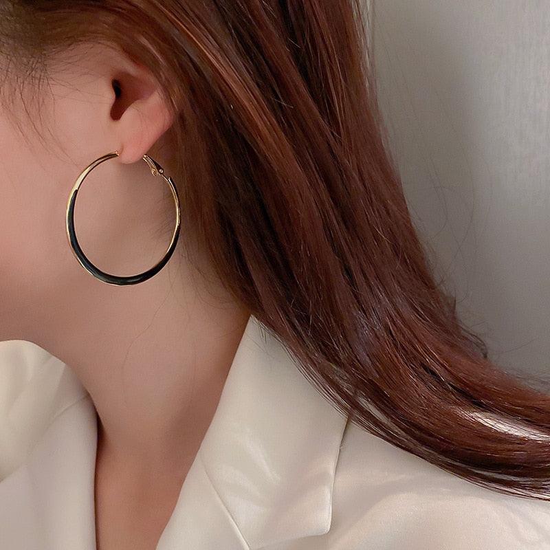 boucles d'oreilles créoles minimaliste en métal - EMAKUJITIA