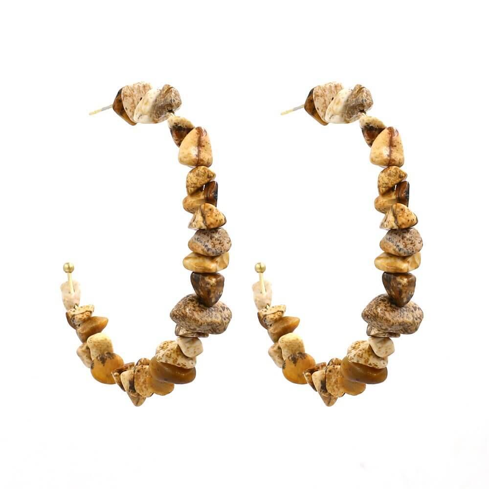 Boucles d'oreilles créoles serties de pierres colorées - EMAKUJITIA