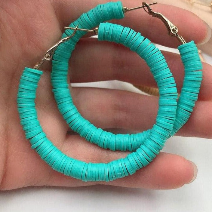 Boucles d'oreilles créoles vintages colorées - EMAKUJITIA