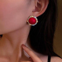 Boucles d'oreilles en zircon rouge sertis de cristaux - EMAKUJITIA