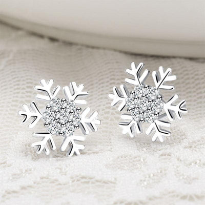 Boucles d'oreilles forme flocon de neige sertis de cristaux - EMAKUJITIA