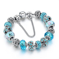 Bracelet avec des perles en forme de fleurs bleues pour femmes - EMAKUJITIA