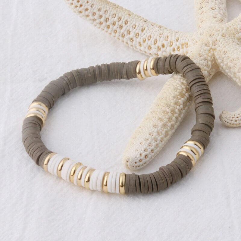 Bracelet bohème perles en céramique et acier inoxydable - EMAKUJITIA