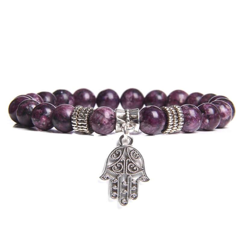 Bracelet en perles de lotus pendentif main de Fatma - EMAKUJITIA