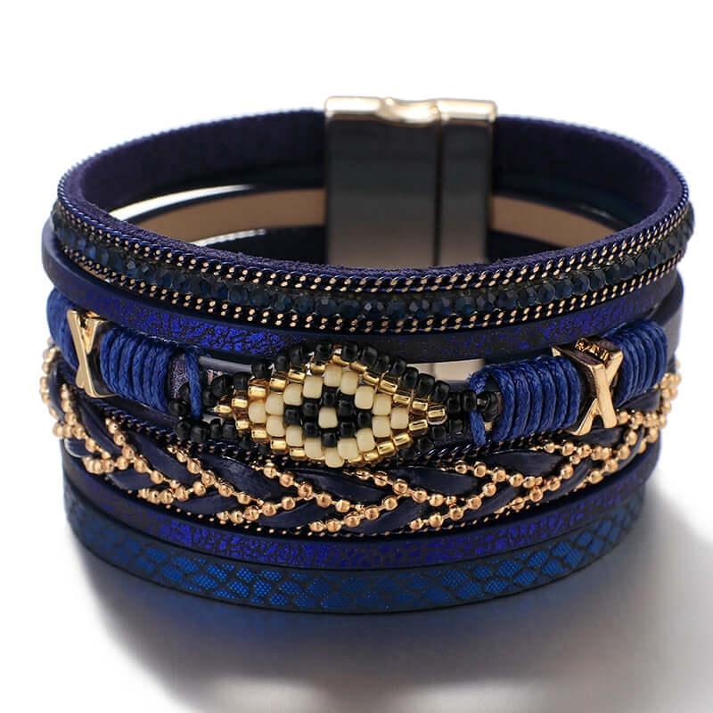 Bracelet en similicuir bohème serti de perles en acrylique - EMAKUJITIA