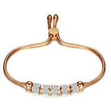 Bracelet fin ajustable en acier inoxydable cristaux de zircon - EMAKUJITIA
