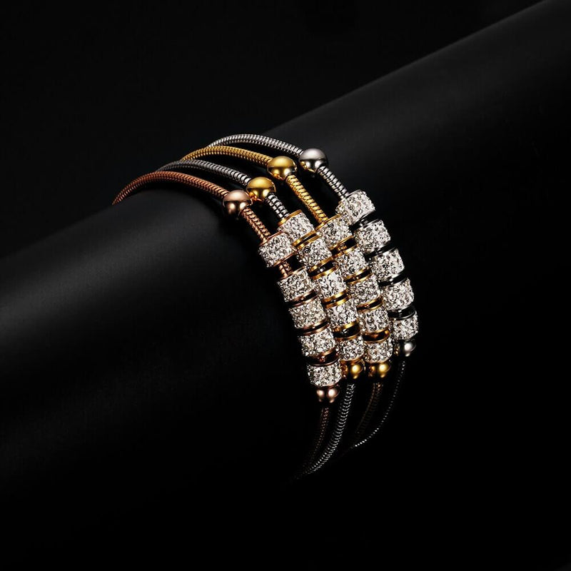 Bracelet fin ajustable en acier inoxydable cristaux de zircon - EMAKUJITIA