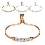 Bracelet fin ajustable en acier inoxydable cristaux de zircon - EMAKUJITIA