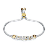 Bracelet fin ajustable en acier inoxydable cristaux de zircon - EMAKUJITIA