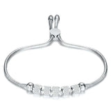 Bracelet fin ajustable en acier inoxydable cristaux de zircon - EMAKUJITIA