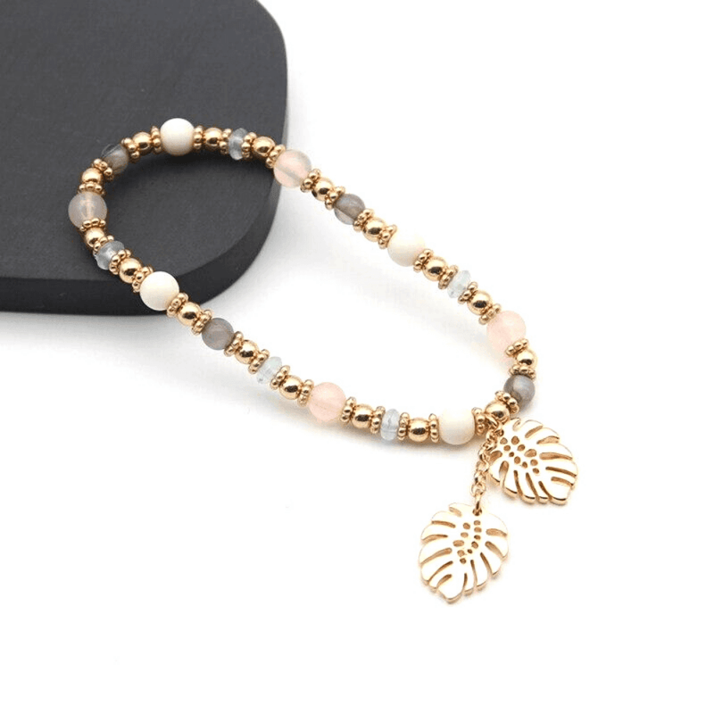 Bracelet perles multicolores pendentif feuilles - EMAKUJITIA