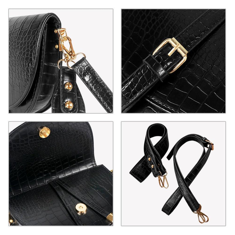 Buylor Women Luxury Shoulder Bags Crocodile Pattern Handbag Female Crossbody Bag Half Round PU Leather Messenger Bag.
