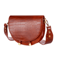 Buylor Women Luxury Shoulder Bags Crocodile Pattern Handbag Female Crossbody Bag Half Round PU Leather Messenger Bag.