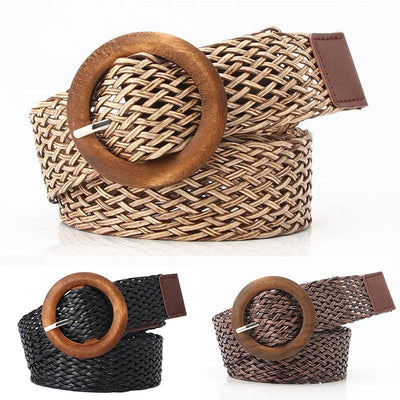 Ceinture de taille tressée style Boho avec boucle ronde - EMAKUJITIA