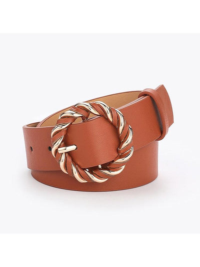 Ceinture en cuir PU boucle ardillon en métal - EMAKUJITIA