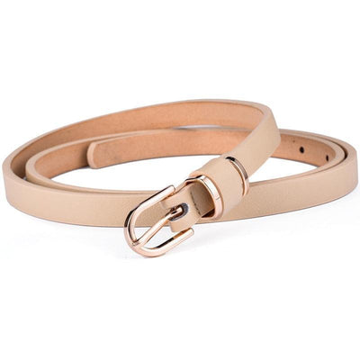 Ceinture fine en cuir PU couleur unie - EMAKUJITIA