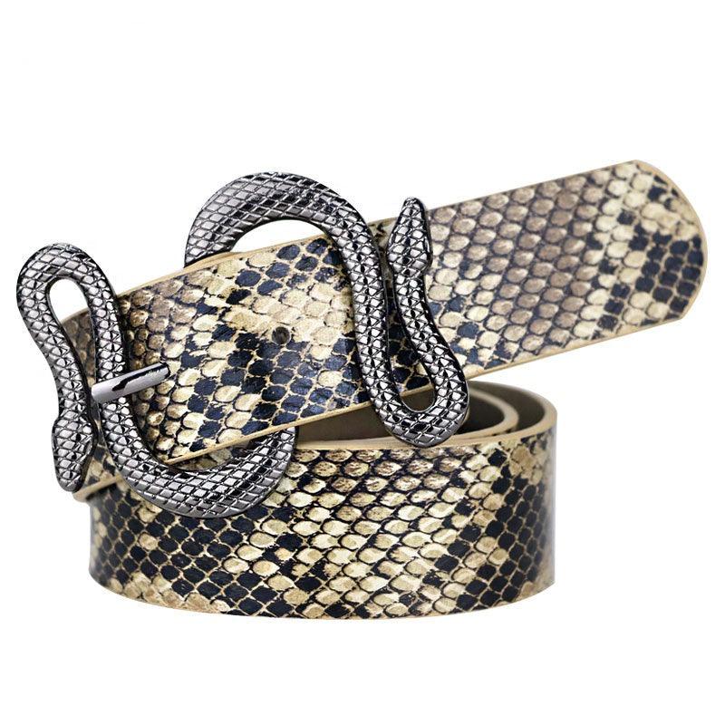 Ceinture imprimée reptile en cuir PU avec boucle ardillon forme serpent - EMAKUJITIA