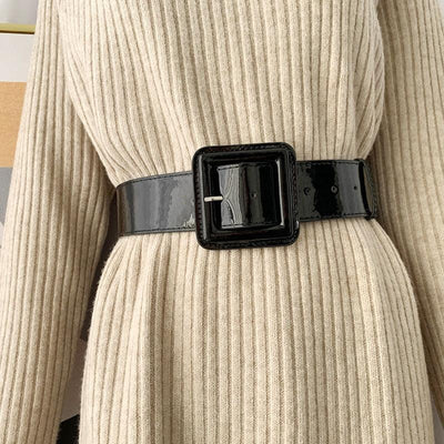 Ceinture large à la mode en similicuir verni - EMAKUJITIA