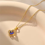 Chaîne pendentif en cristal de zircon bleu quatre feuilles - EMAKUJITIA