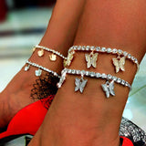 Chevillière cristaux de zircon motif papillon - EMAKUJITIA
