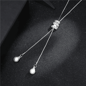 Collier à chaîne longue avec pendentif en forme de pompon en métal, strass, - EMAKUJITIA