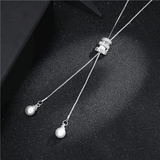 Collier à chaîne longue avec pendentif en forme de pompon en métal, strass, - EMAKUJITIA