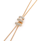 Collier à chaîne longue avec pendentif en forme de pompon en métal, strass, - EMAKUJITIA