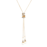 Collier à chaîne longue avec pendentif en forme de pompon en métal, strass, - EMAKUJITIA