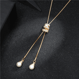 Collier à chaîne longue avec pendentif en forme de pompon en métal, strass, - EMAKUJITIA