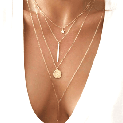 Collier Boho tribal multicouche avec quatre pendentifs pour femmes - EMAKUJITIA